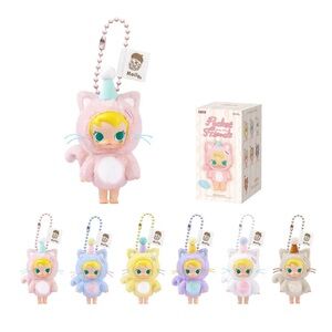 6 pc POP MART Baby Molly Pocket Friends Series-Vinyl Plush Pendant Random Design